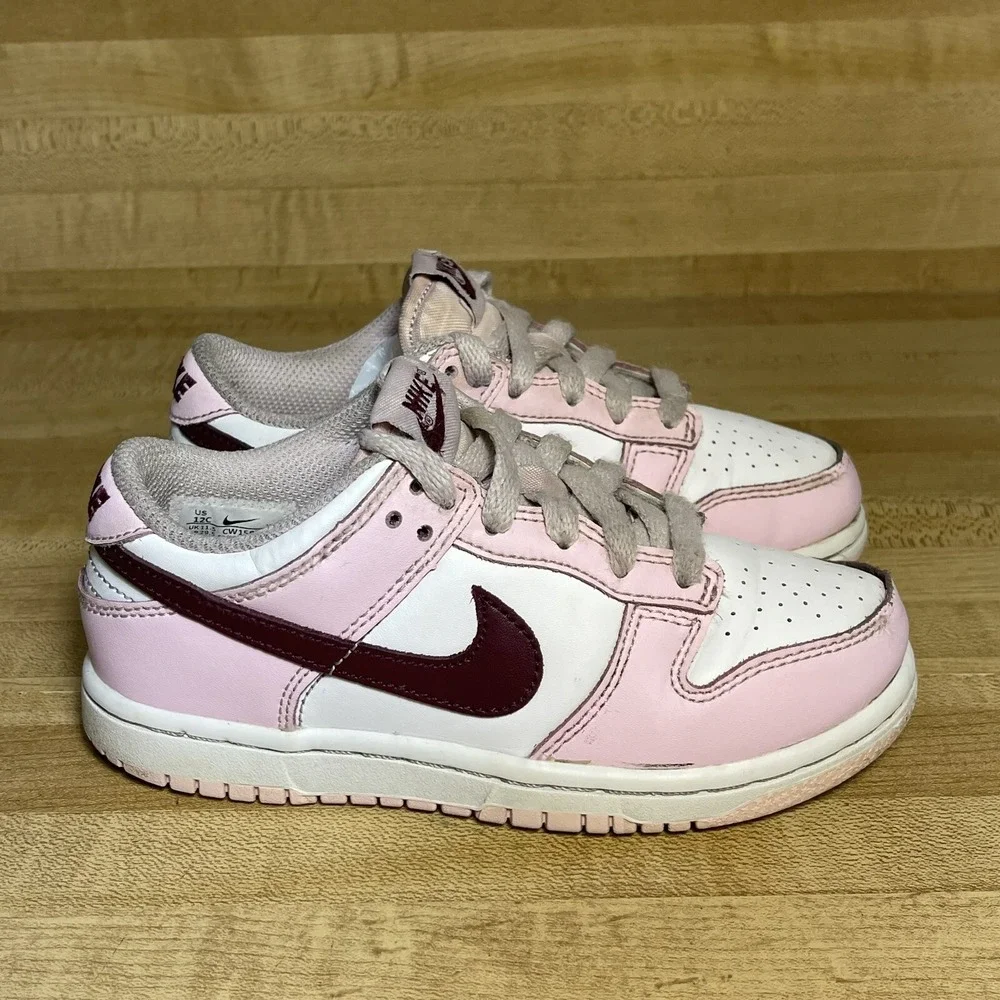 Nike Dunk Low Pink Foam Red White Valentines Gs Size 12c (CW1588-601)
